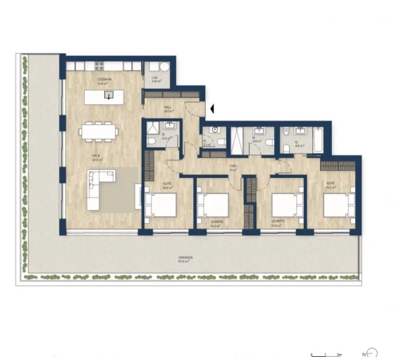 Apartamento T4 para Venda em Canidelo Planta 1