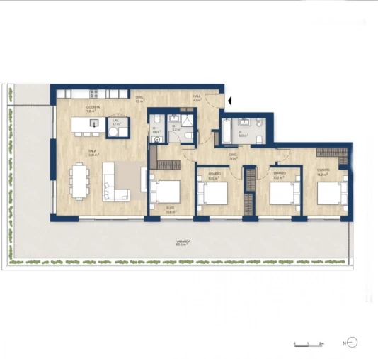 Apartamento T4 para Venda em Canidelo Planta 1
