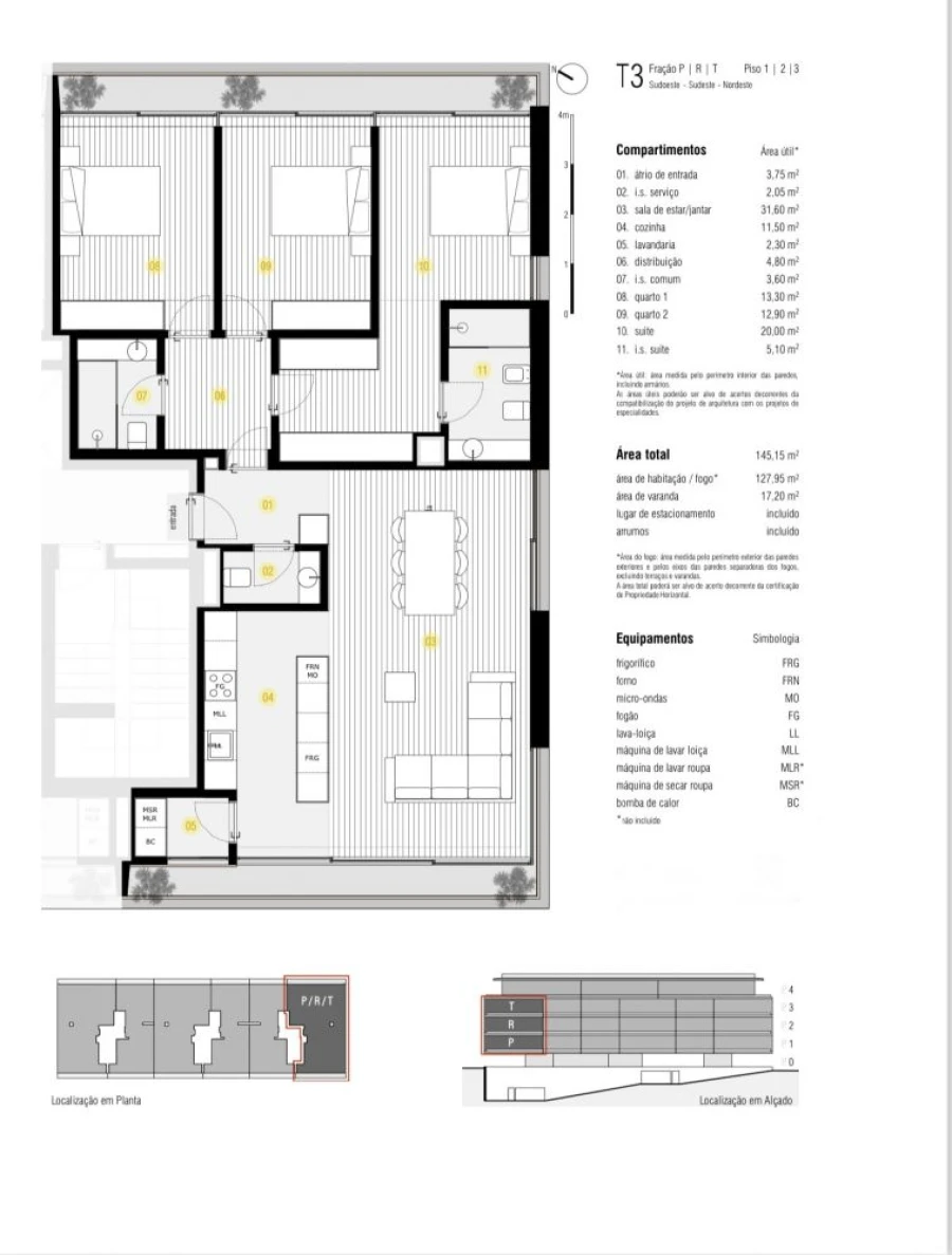 Apartamento T3 para Venda em Canidelo Planta 1