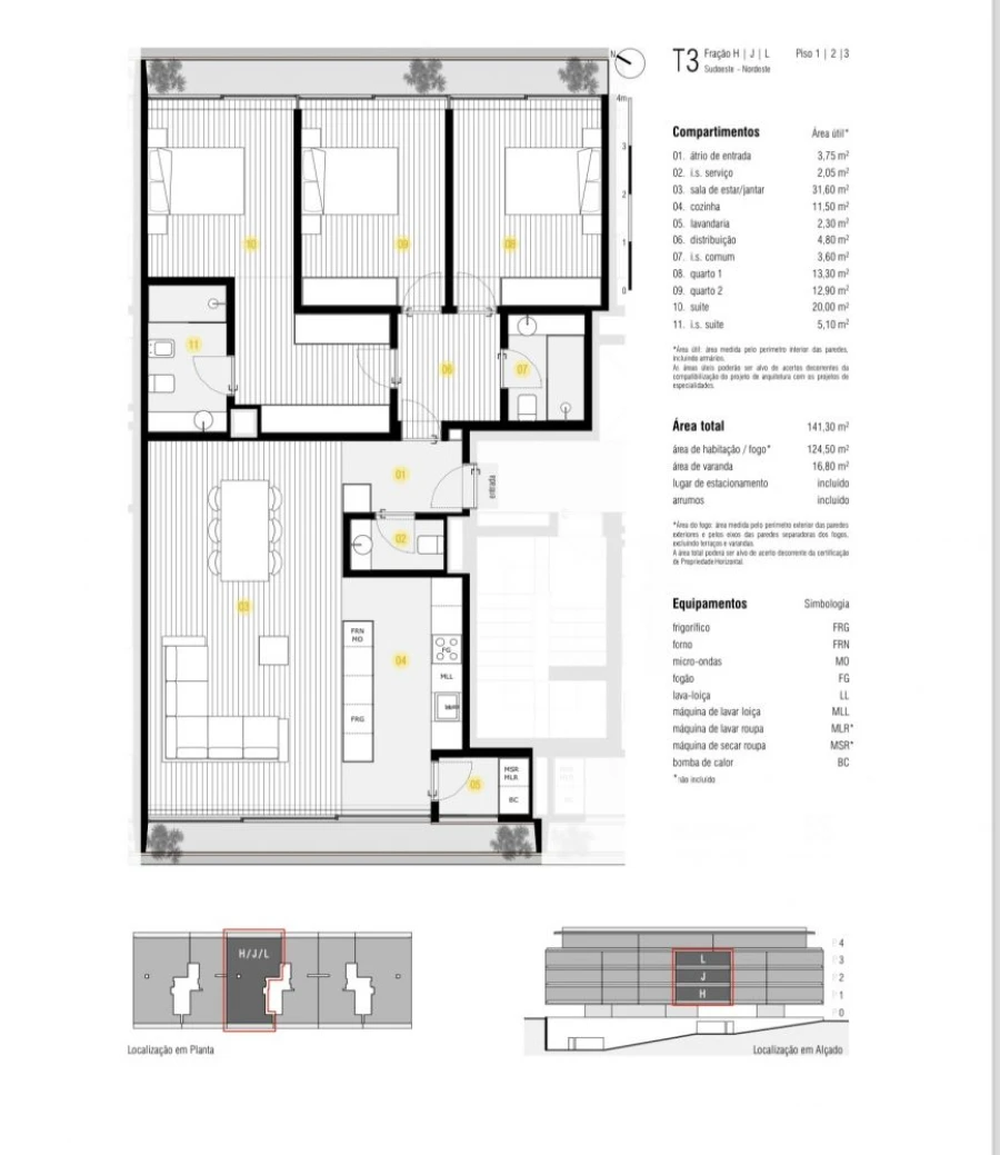 Apartamento T3 para Venda em Canidelo Planta 1