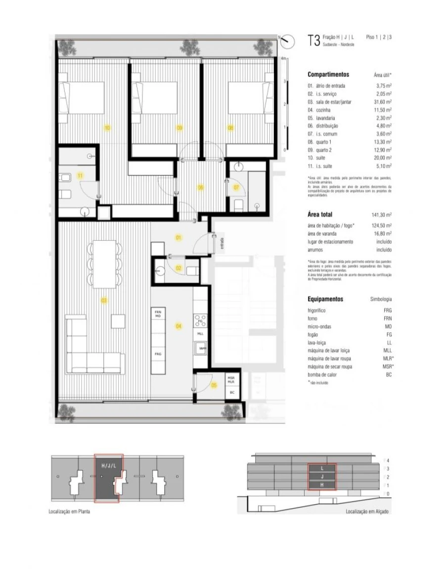 Apartamento T3 para Venda em Canidelo Planta 1