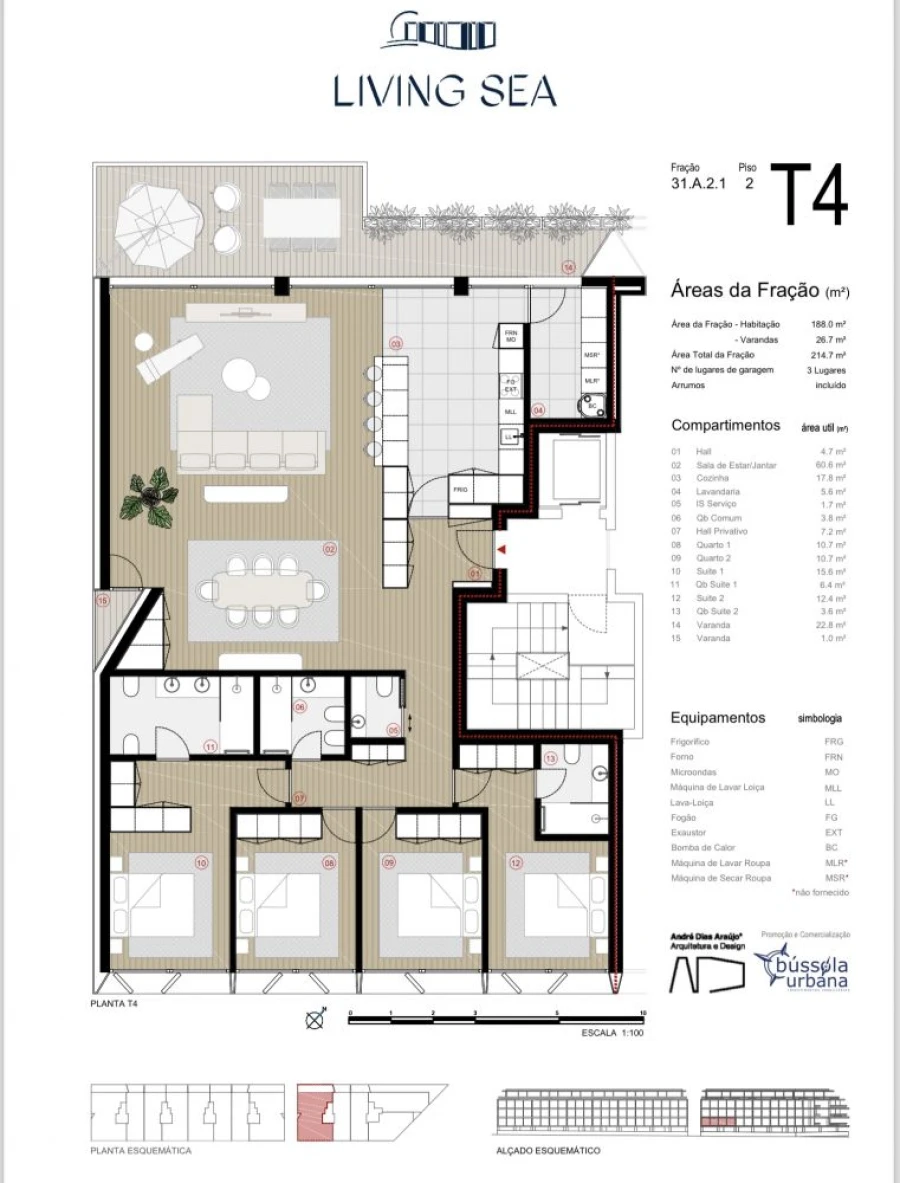 Apartamento T4 para Venda em Canidelo Planta 1