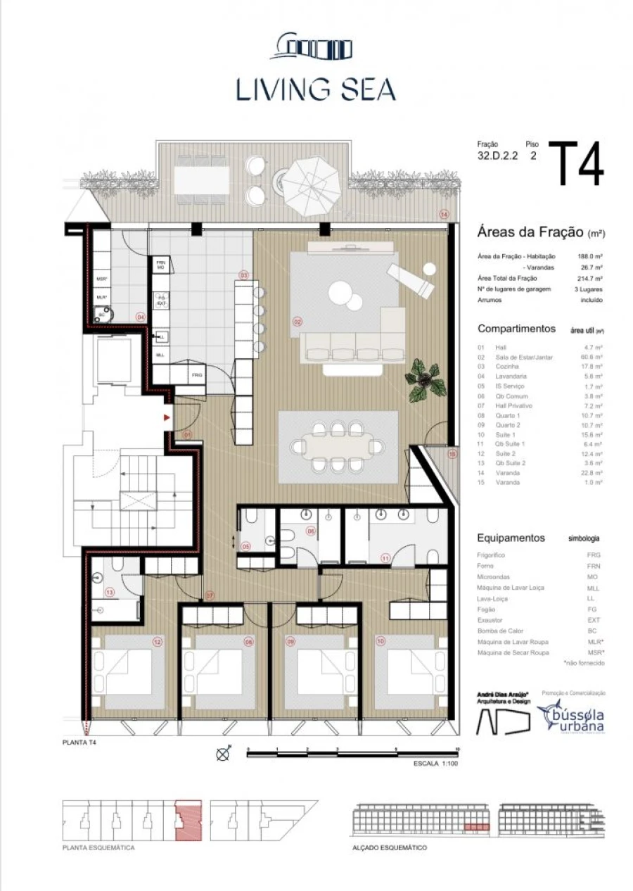 Apartamento T4 para Venda em Canidelo Planta 1