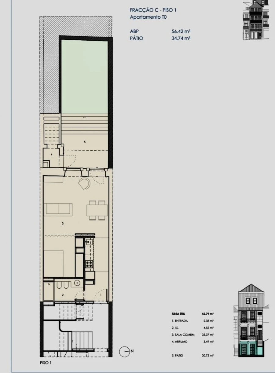 Apartamento T0 para Venda em Cedofeita, Santo Ildefonso, Sé, Miragaia, São Nicolau e Vitória Planta 1
