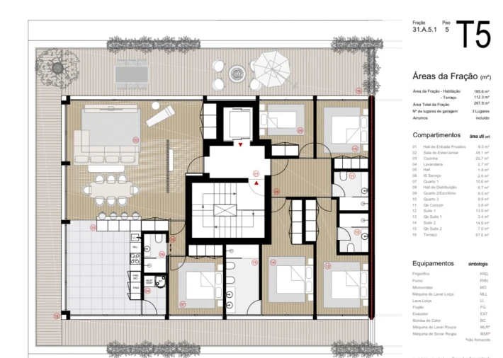 Apartamento T5 para Venda em Canidelo Planta 1