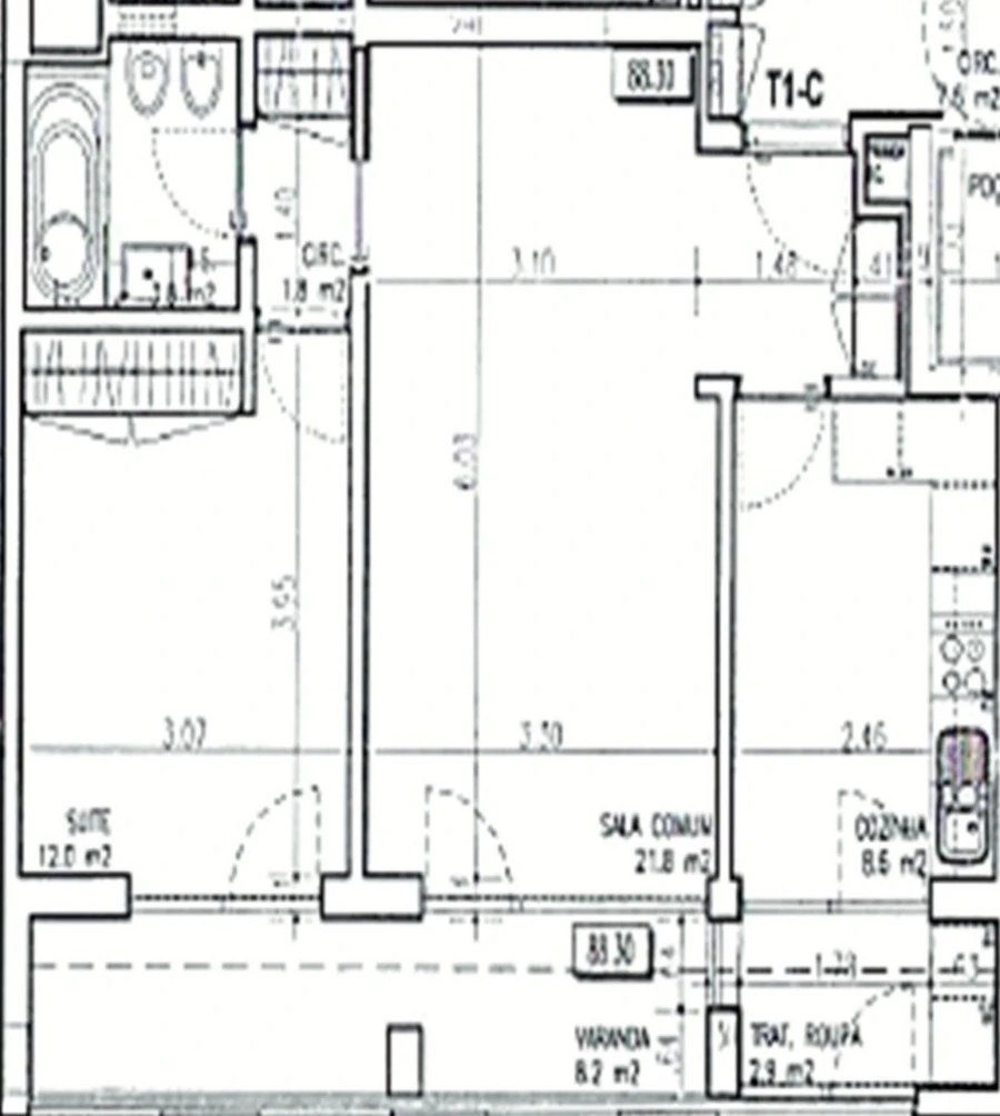 Apartamento T1 para Venda em Caparica e Trafaria Planta 1