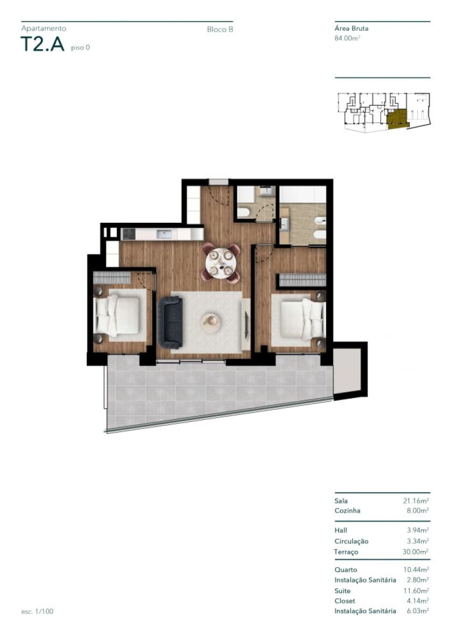 Apartamento T2 para Venda em Funchal (Santa Luzia) Planta 1