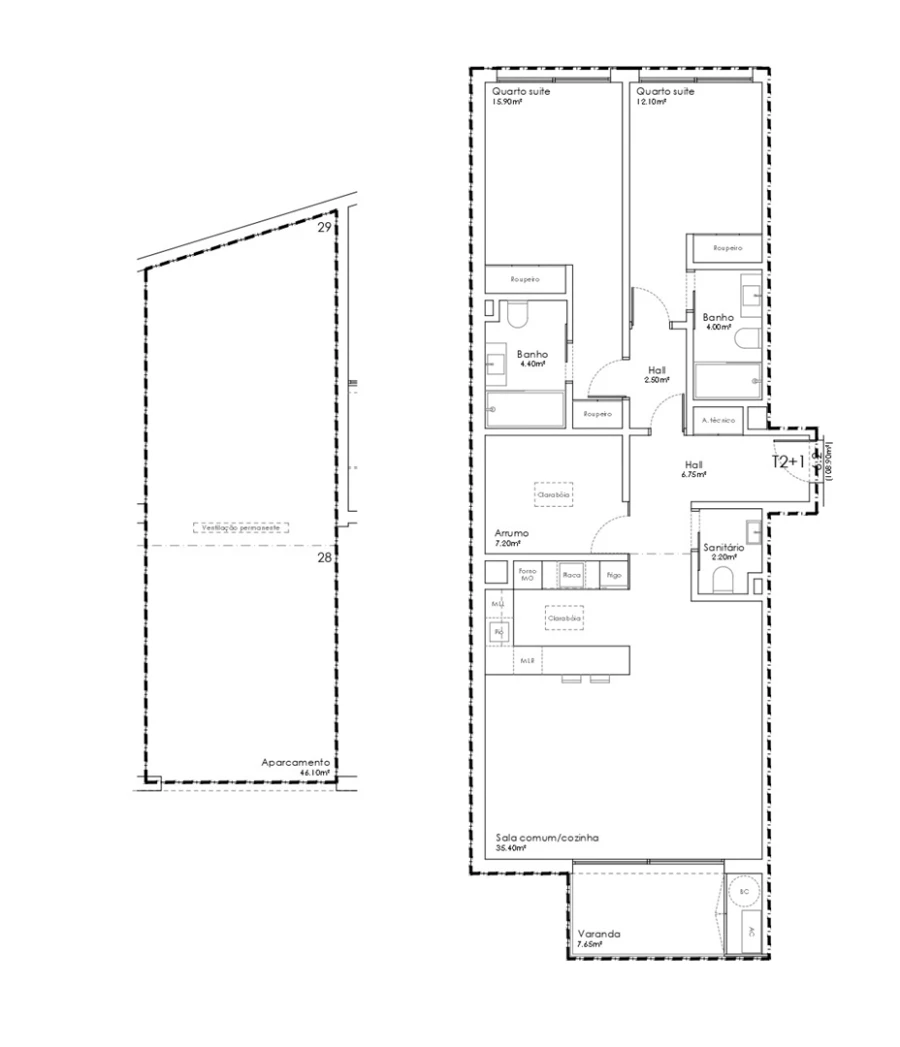 Apartamento T2 para Venda em São João da Madeira Planta 1