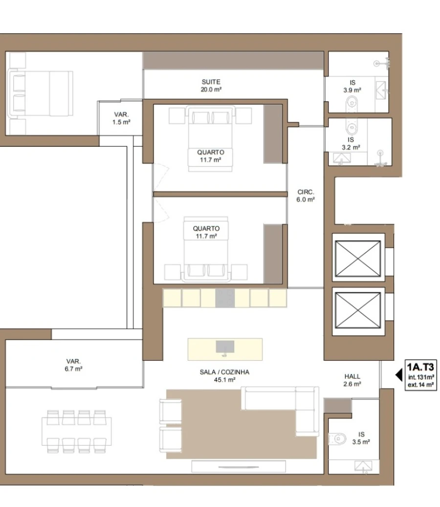 Apartamento T4 para Venda em Matosinhos e Leça da Palmeira Planta 1