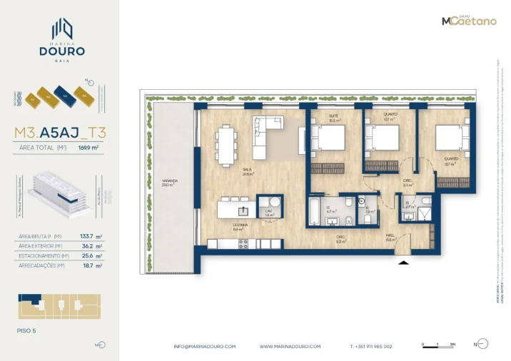 Apartamento T3 para Venda em Canidelo Planta 1