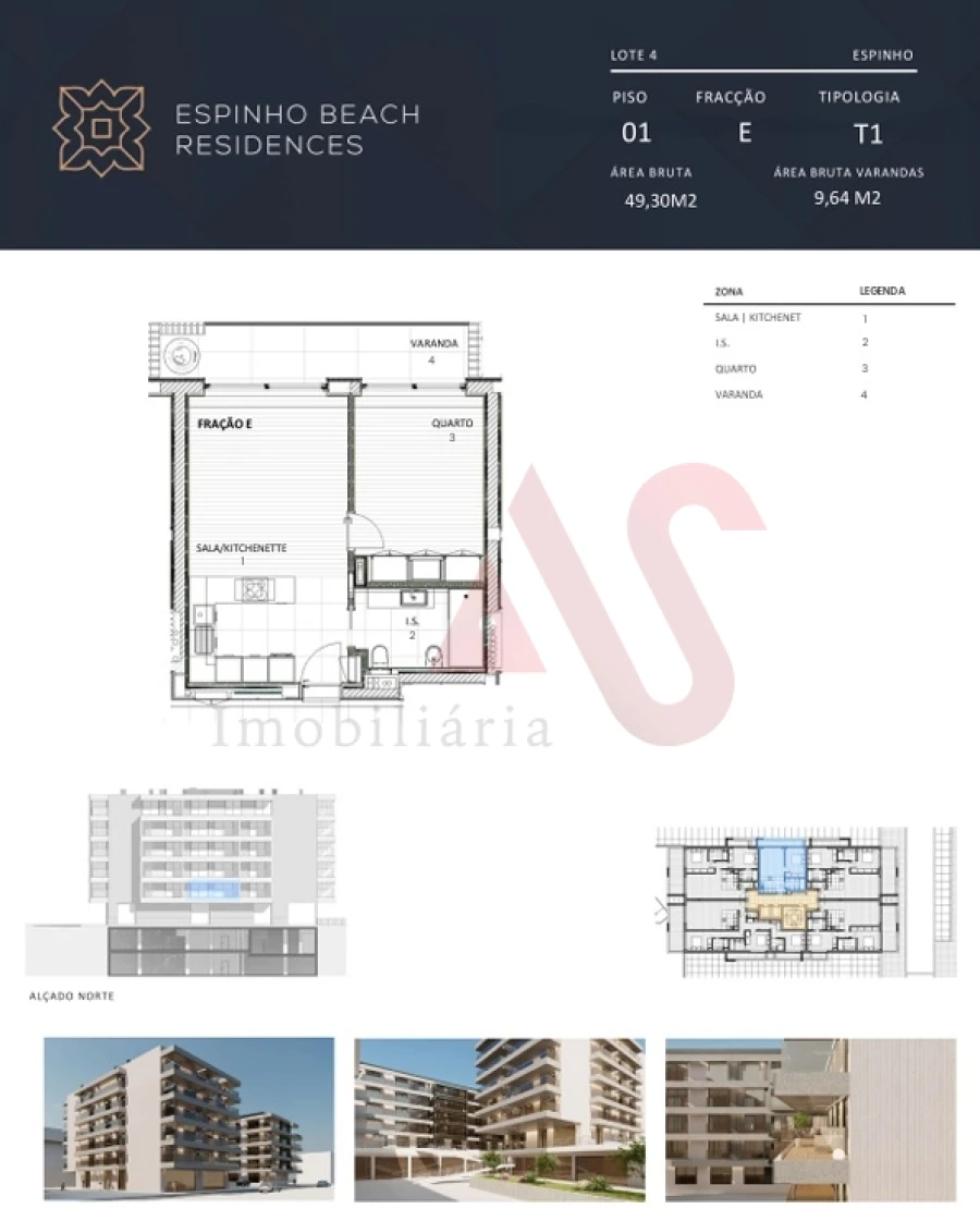 Apartamento T1 para Venda em Espinho Planta 1