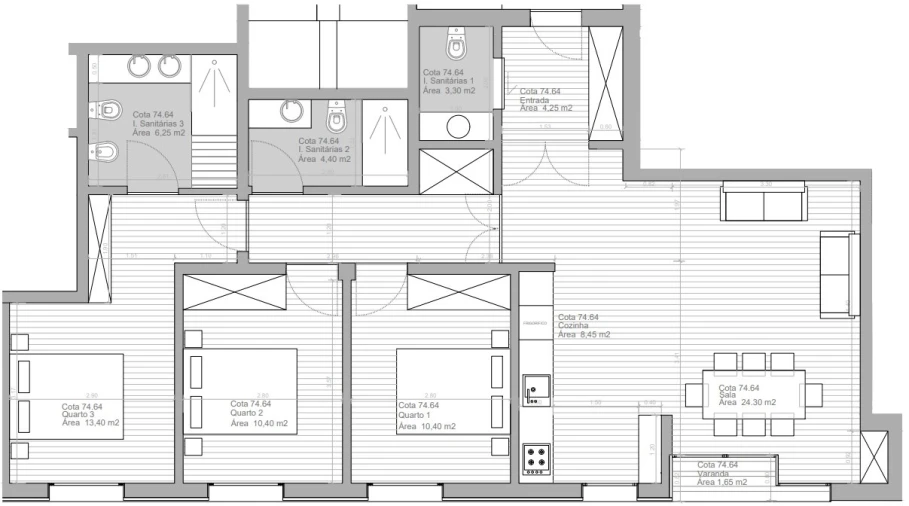 Apartamento T3 para Venda em Ramalde Planta 1