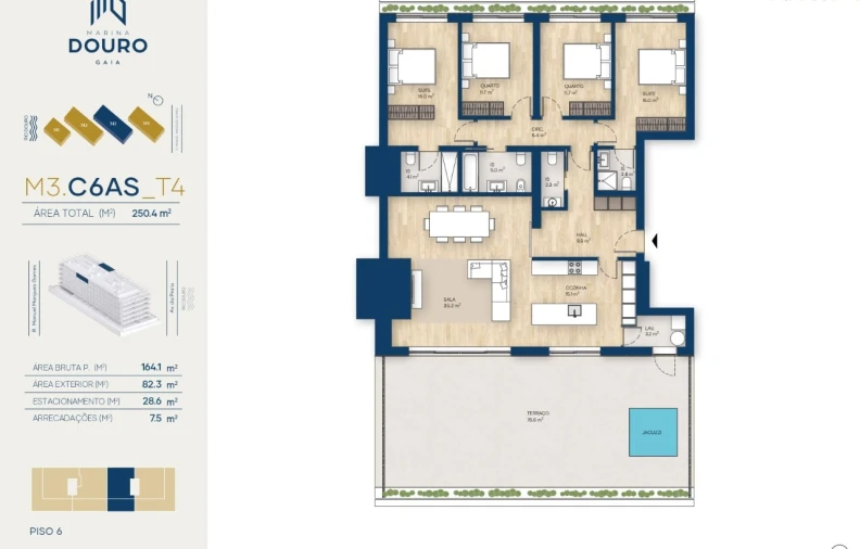 Apartamento T4 para Venda em Canidelo Planta 1