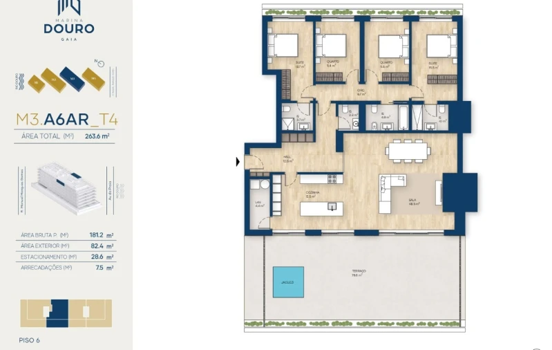 Apartamento T4 para Venda em Canidelo Planta 1