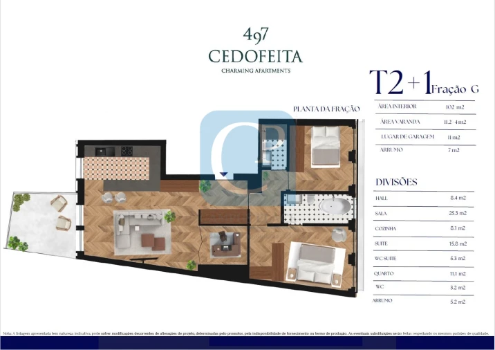 Apartamento T2 para Venda em Cedofeita, Santo Ildefonso, Sé, Miragaia, São Nicolau e Vitória Planta 1
