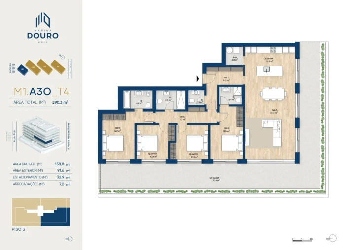 Apartamento T4 para Venda em Canidelo Planta 1