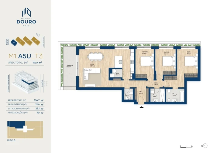 Apartamento T3 para Venda em Canidelo Planta 1