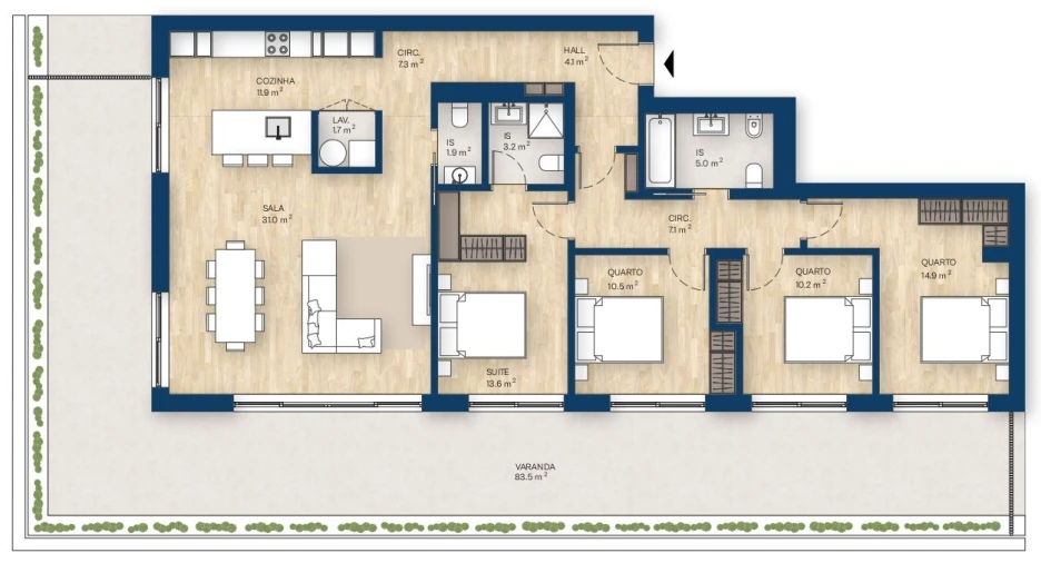 Apartamento T4 para Venda em Canidelo Planta 1