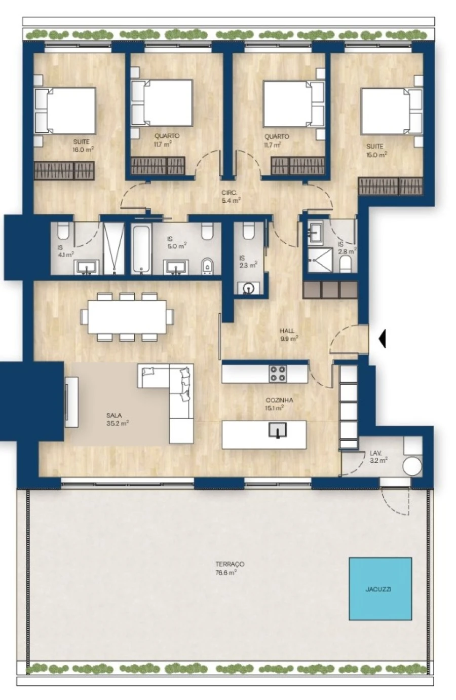 Apartamento T4 para Venda em Canidelo Planta 1