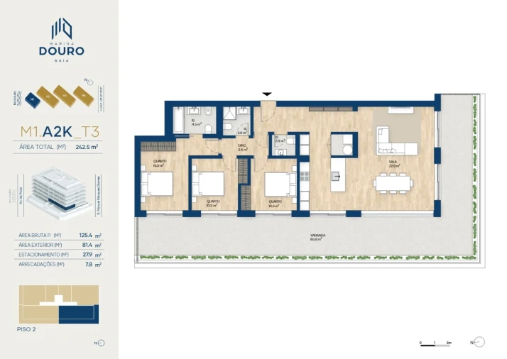 Apartamento T3 para Venda em Canidelo Planta 1