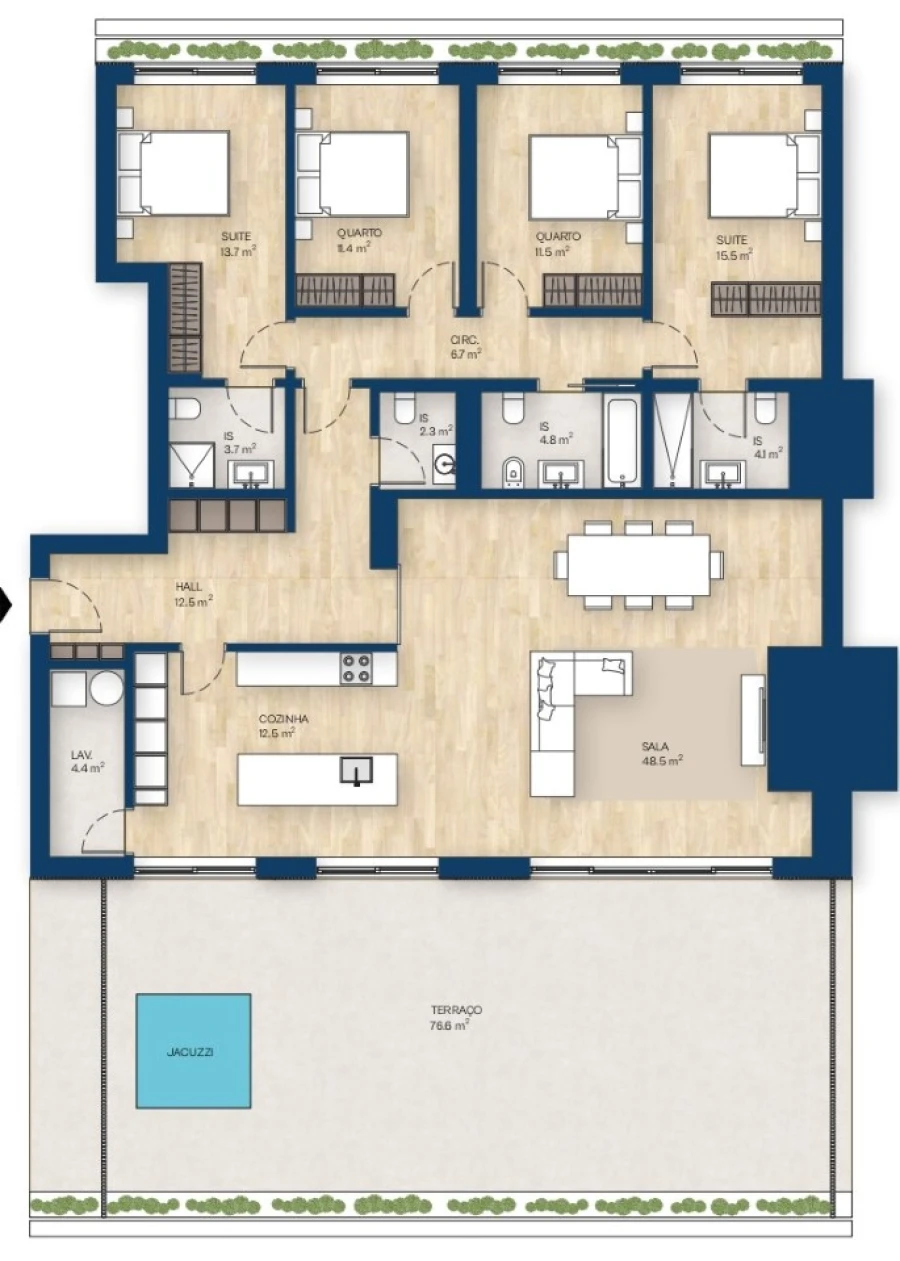 Apartamento T4 para Venda em Canidelo Planta 1