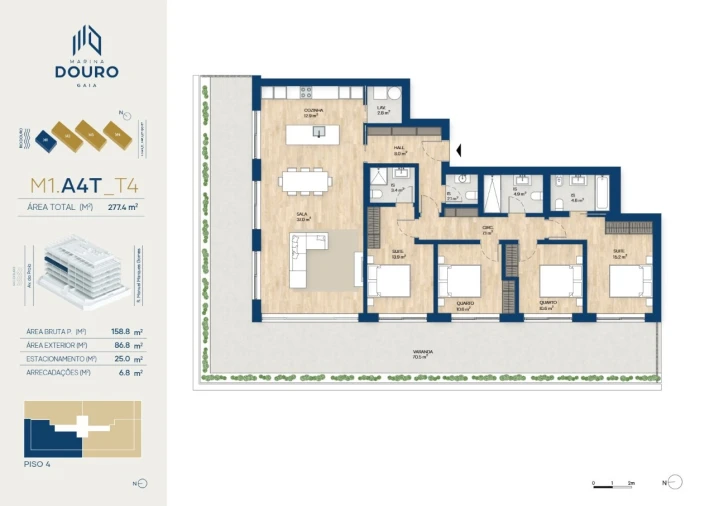 Apartamento T4 para Venda em Canidelo Planta 1