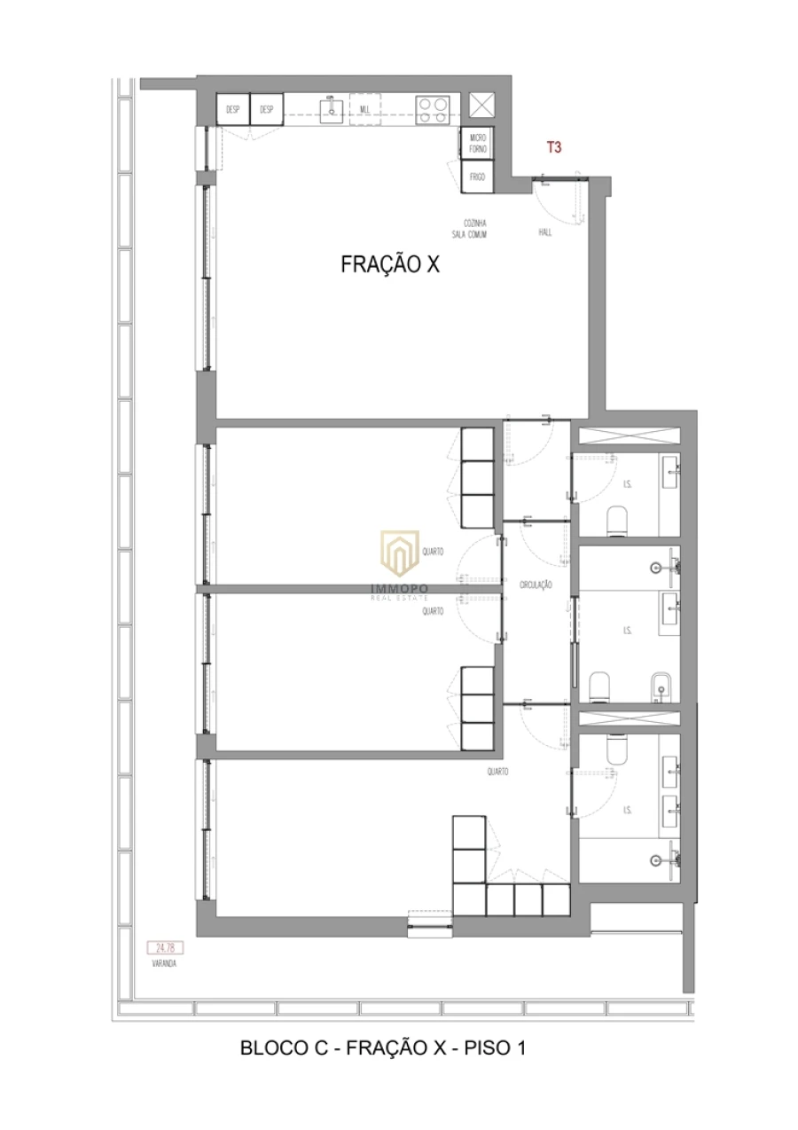 Apartamento T3 para Venda em Madalena Foto 22