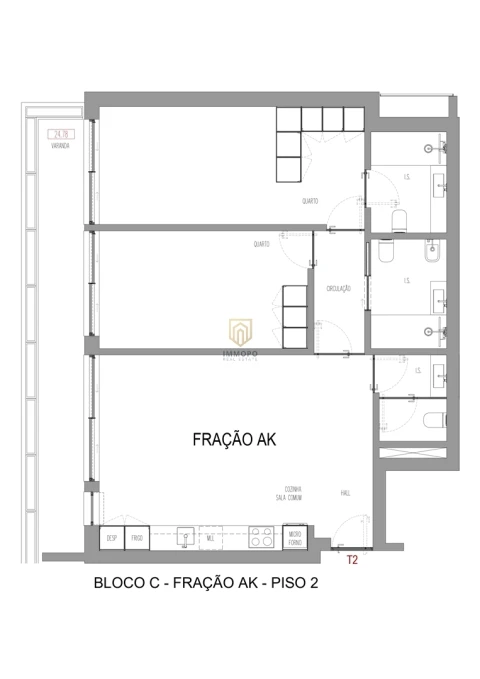 Apartamento T2 para Venda em Madalena