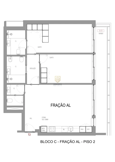 Apartamento T2 para Venda em Madalena