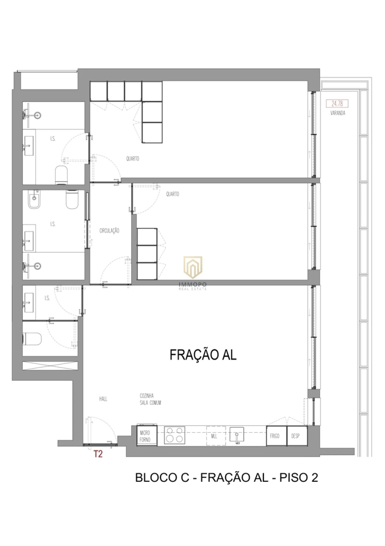 Apartamento T2 para Venda em Madalena Foto 22