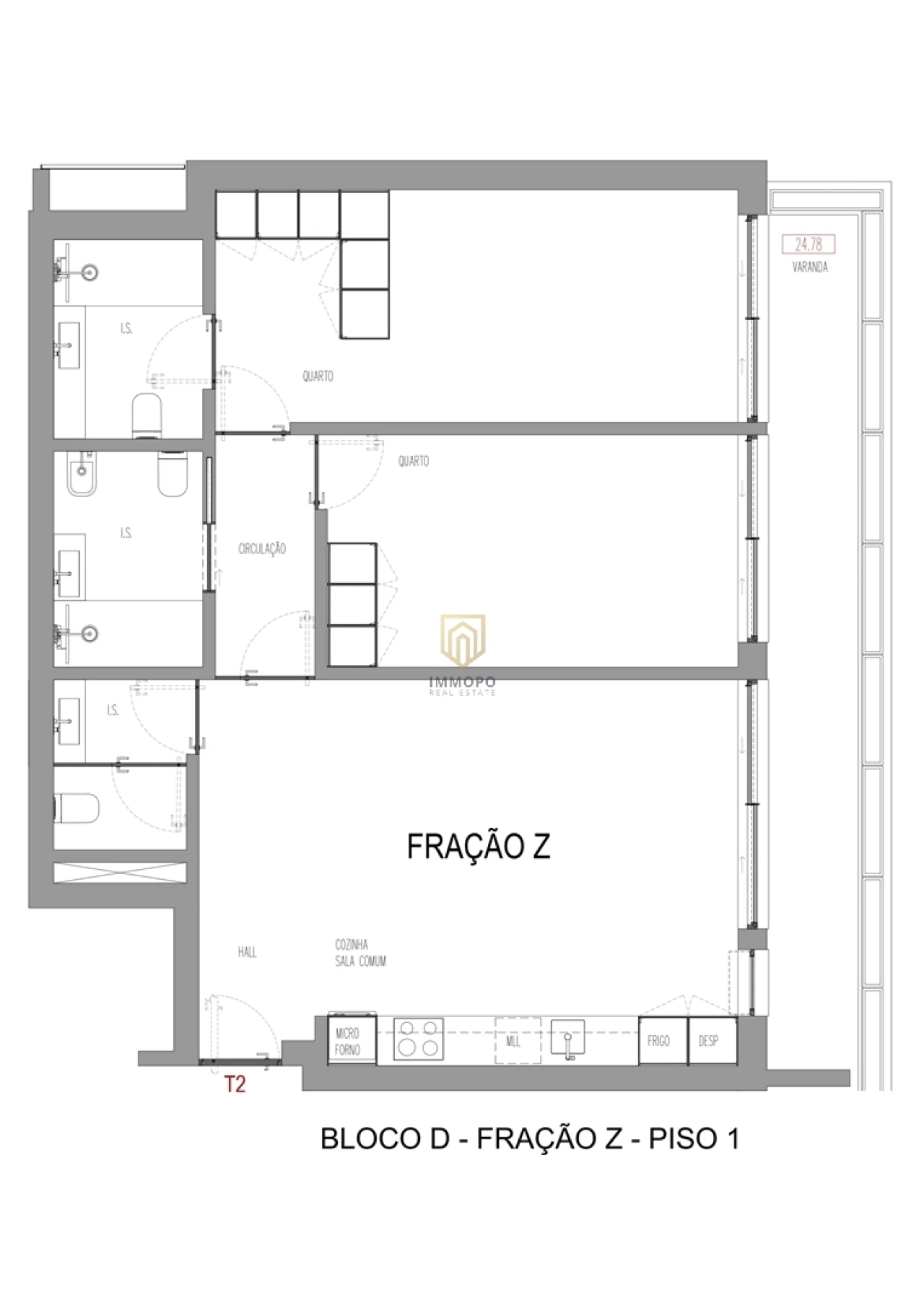 Apartamento T2 para Venda em Madalena Foto 22