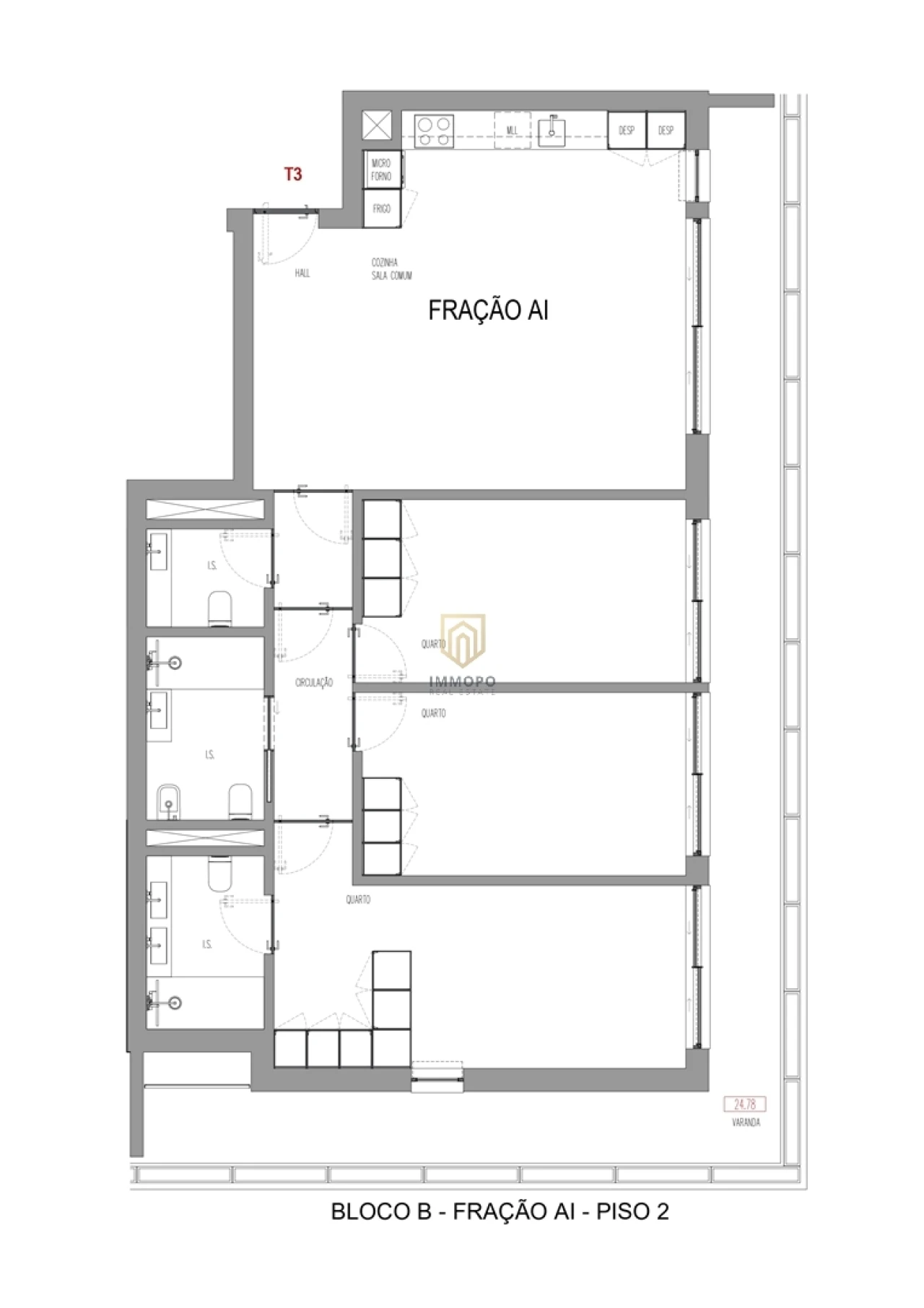 Apartamento T3 para Venda em Madalena Foto 22