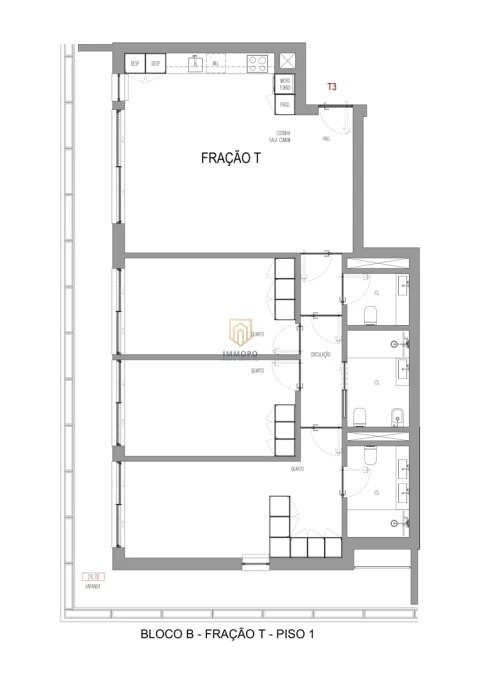 Apartamento T3 para Venda em Madalena