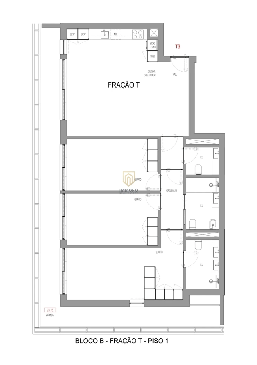 Apartamento T3 para Venda em Madalena Foto 22