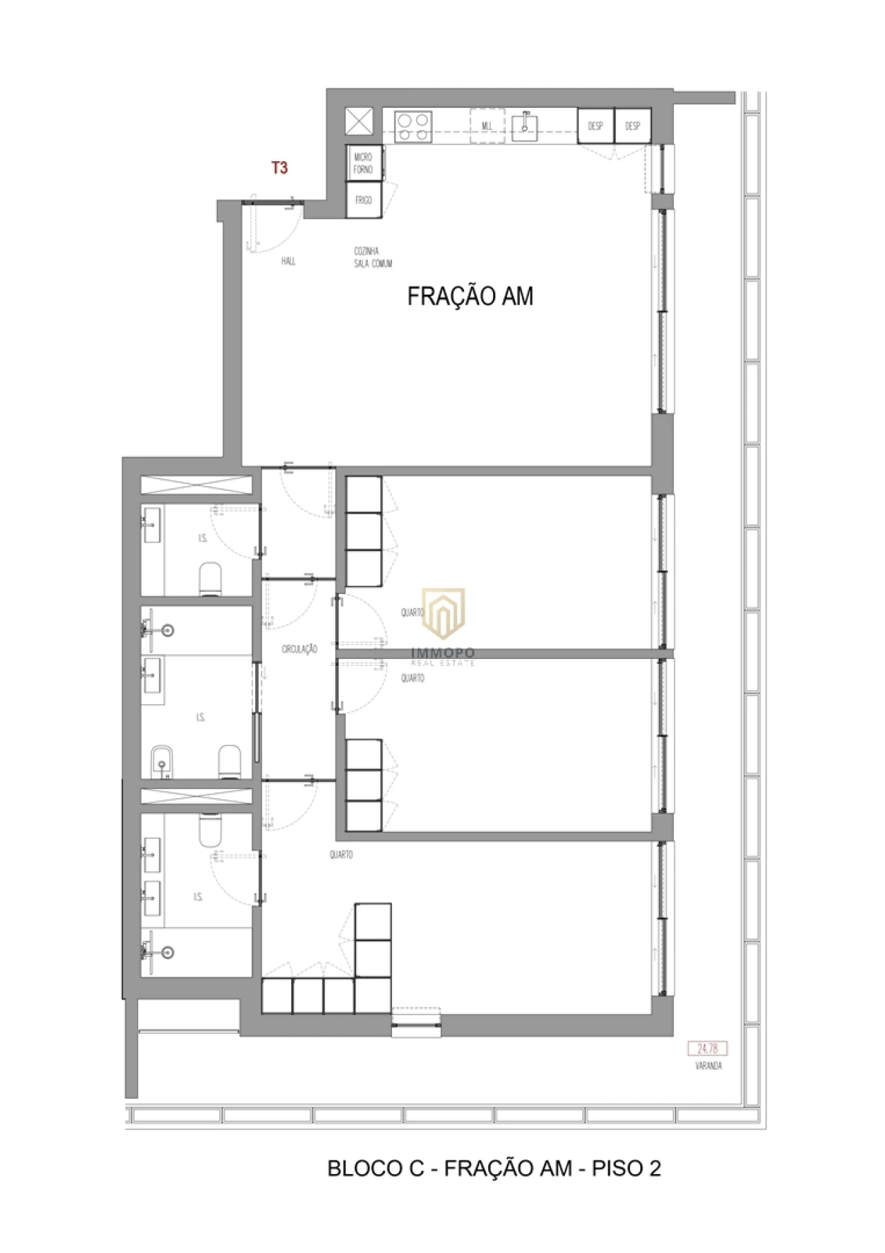 Apartamento T3 para Venda em Madalena Foto 22