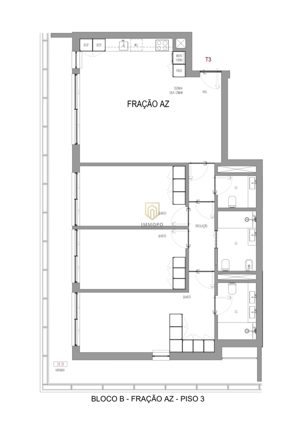 Apartamento T3 para Venda em Madalena Foto 22