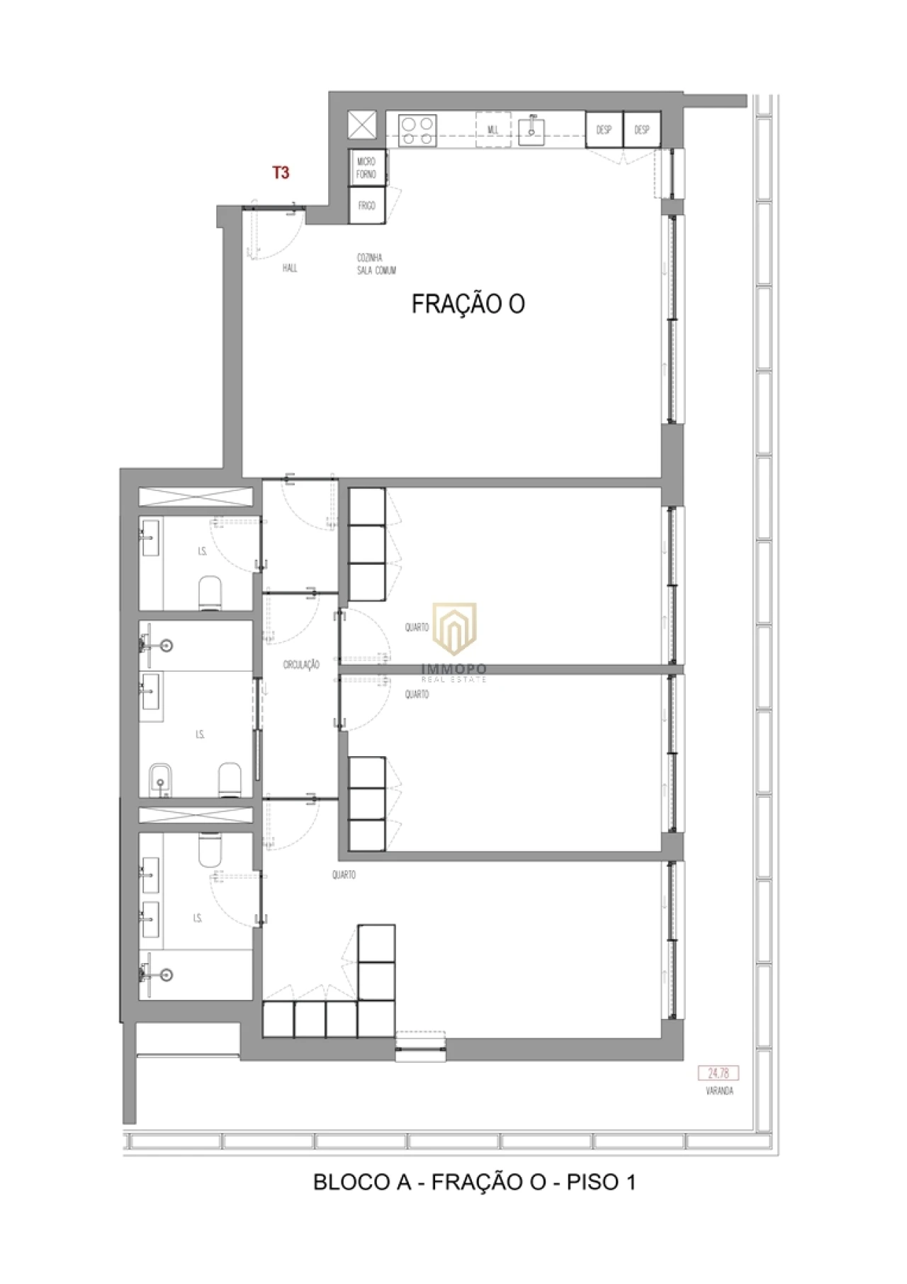 Apartamento T3 para Venda em Madalena Foto 22