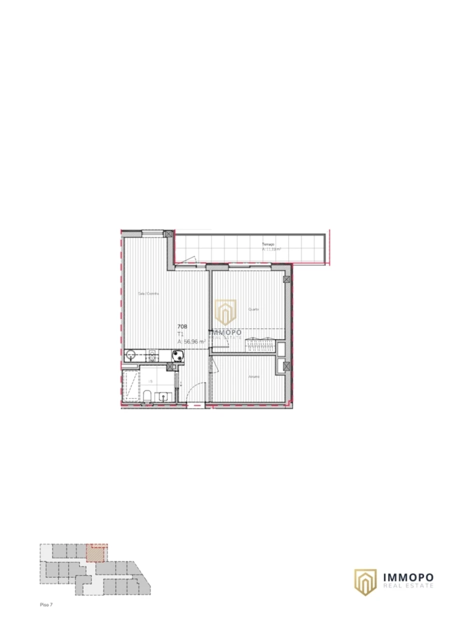 Apartamento T2 para Venda em Mafamude e Vilar do Paraíso Planta 1
