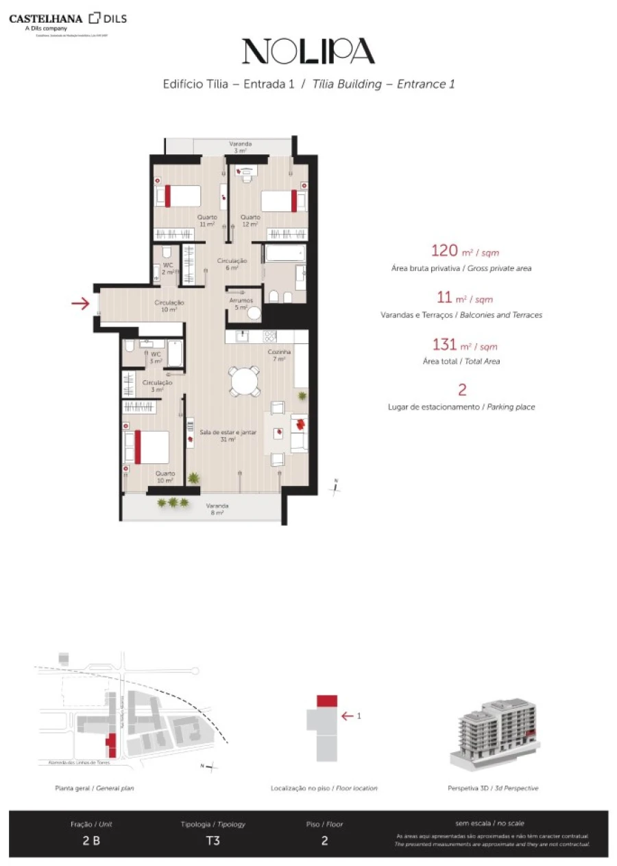 Apartamento T3 para Venda em Lumiar Planta 1