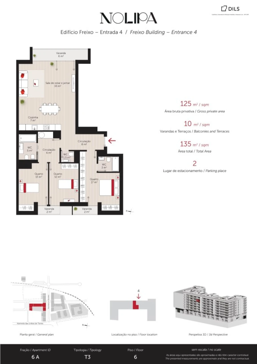 Apartamento T3 para Venda em Lumiar Planta 1