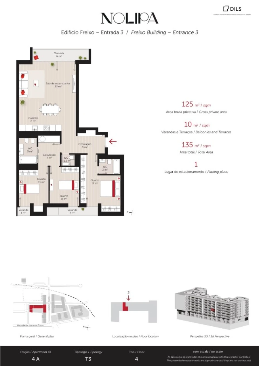 Apartamento T3 para Venda em Lumiar Planta 1