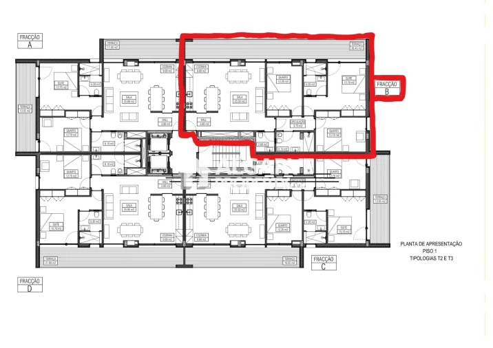 Apartamento T3 para Venda em Montenegro Planta 1