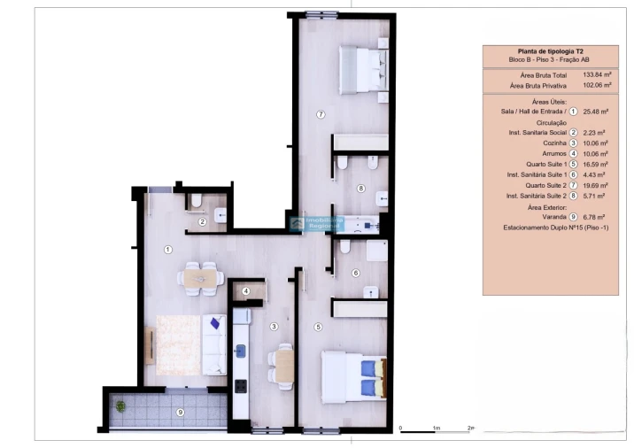 Apartamento T2 para Venda em Funchal (Se) Planta 1