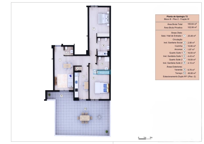 Apartamento T2 para Venda em Funchal (Se) Planta 1