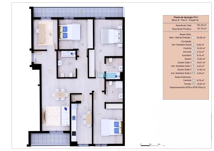 Apartamento T3 para Venda em Funchal (Se) Planta 1