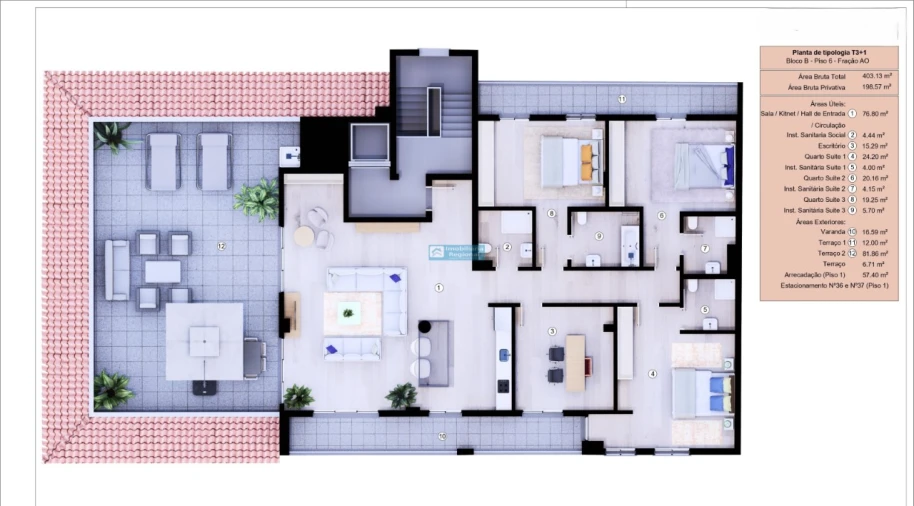 Apartamento T3 para Venda em Funchal (Se) Planta 1