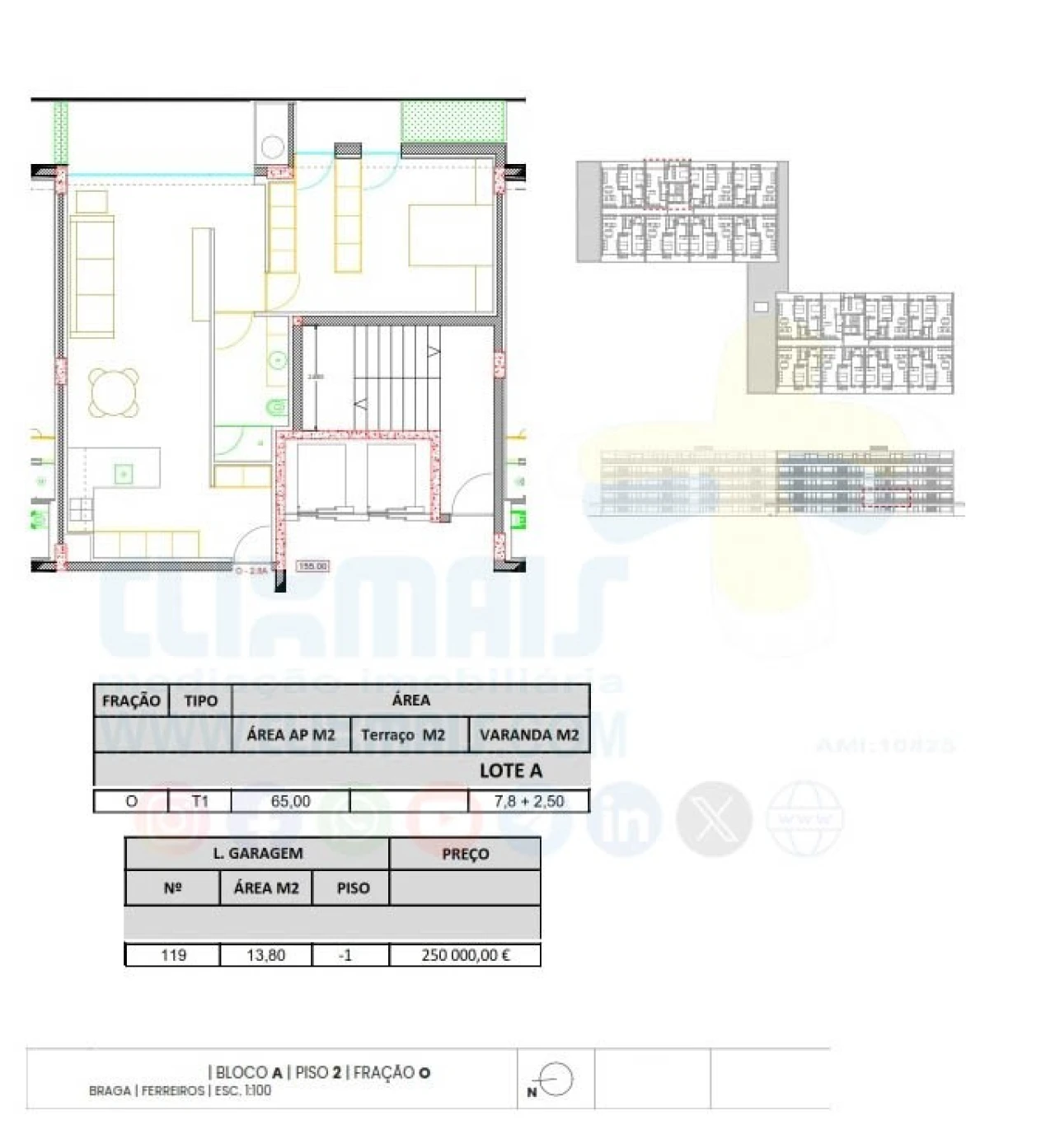 Apartamento T3 para Venda em Ferreiros e Gondizalves Planta 2