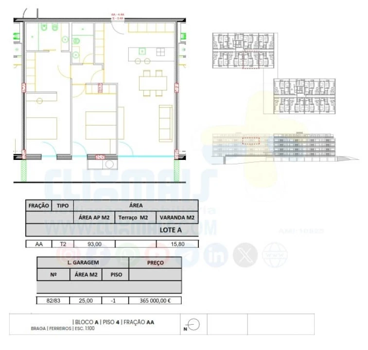 Apartamento T3 para Venda em Ferreiros e Gondizalves Planta 4