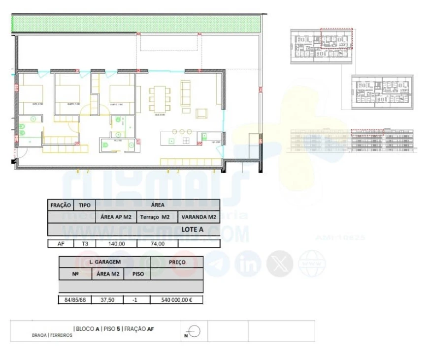 Apartamento T3 para Venda em Ferreiros e Gondizalves Planta 5