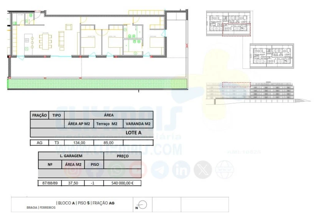Apartamento T3 para Venda em Ferreiros e Gondizalves Planta 6